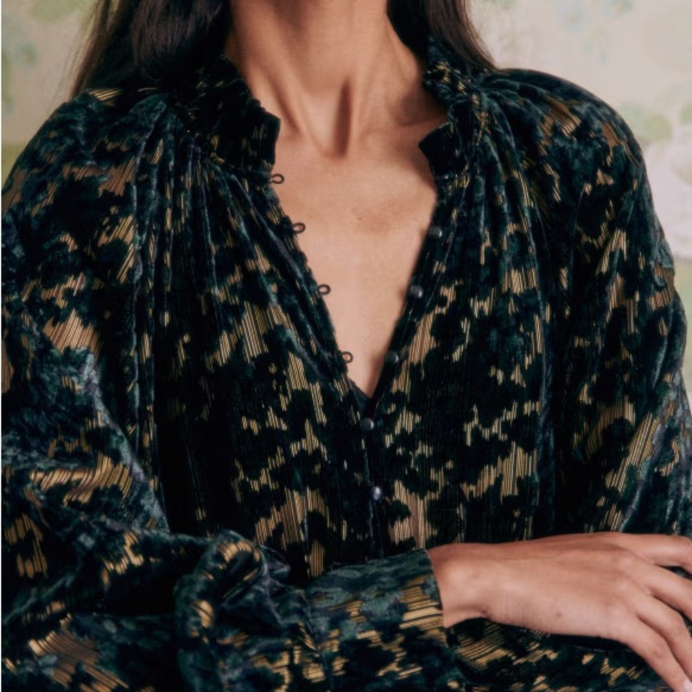 Sézane Loubana Blouse Jacquard Velvet Size EU 34